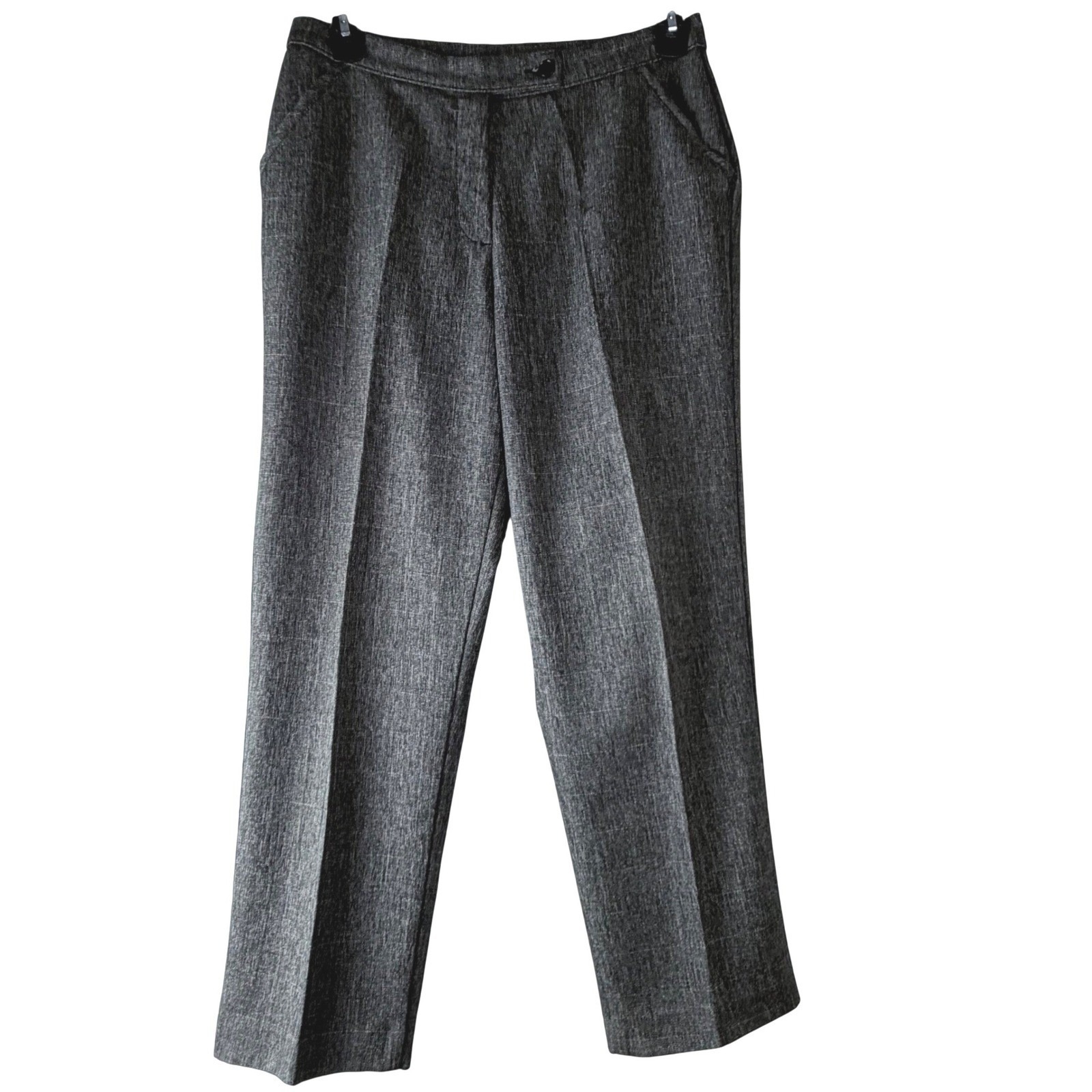 Investments Petites Women's Gray Tweed Straight Leg Pants Sz 12p Relaxed Office